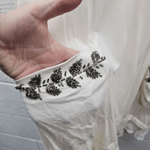 LOGO Lavish by Lori Goldstein Womens XXS Beaded Top Velvet Trim Pockets - Picture 5 of 7